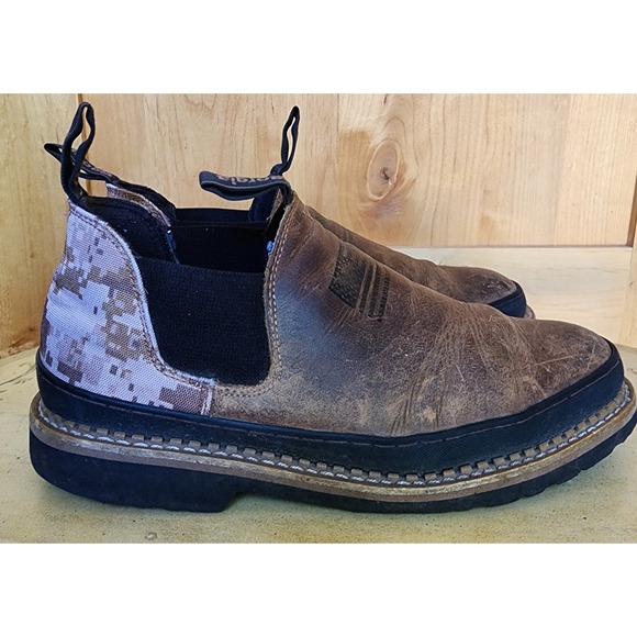Georgia Boot Sz 11M Brown Leather Camo American Flag Romeo Work Boots GB00277 main image 6